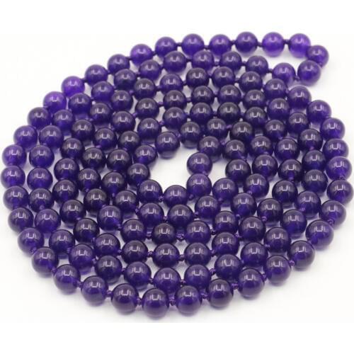Trendy Accessory Crafts Parts Jewelry Making 100" 8mm Round Purple Necklace DIY Beads Stones Balls Gifts Hand Made Wholesale