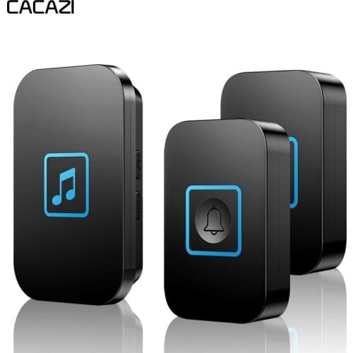 CACAZI Wireless Doorbell Waterproof 300M Remote Battery 2 Button 1 Receiver US EU UK AU Plug Intelligent Home Calling Bell