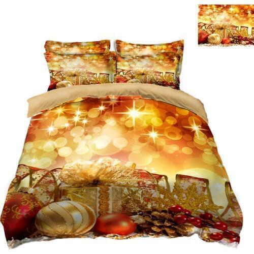 Glittering Christmas 3D bedding sets duvet cover bedsheet Pillowcase Twin Queen California king size flat sheet Bed Linen