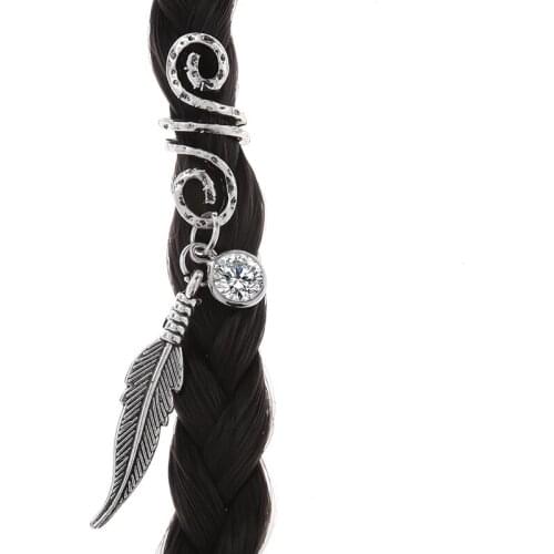 Beads Skull Headdress Crystal Pentagram Viking Spiral Beaded Witchcraft Braid Retro Hair Ornament Witchcraft Jewelry