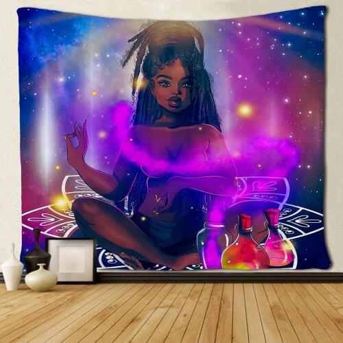 Black Afro Women Lotus Design African American Galaxy Drink Wine Custom