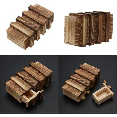 Child Toys Wooden Magic Box with Compartment Puzzle Kong Ming Lock Secret Drawer Assembly Box Brain Training Game Kids Magic Box