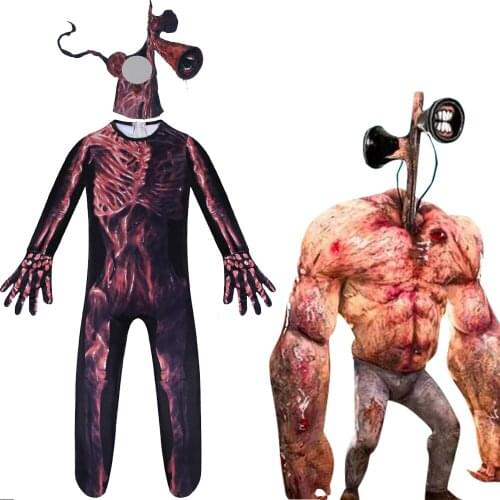 2021 Kids MUSCLE SIREN HEAD Cosplay Costume with Mask Boys Girls Anime Funny Party Bodysuit Halloween Carnival Fancy Jumpsuits