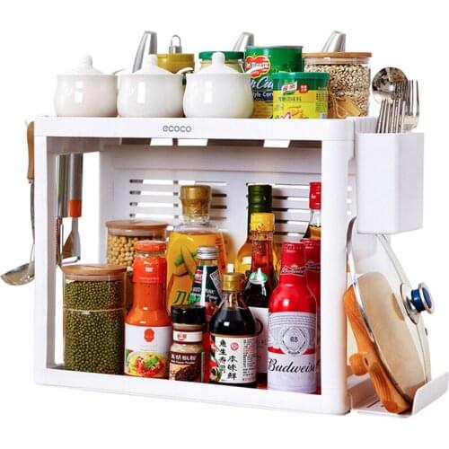 Zq Double-Layer Kitchen Rack Knife Rack Seasoning Tableware Storage Box Kitchenware Supplies Utensils Basket