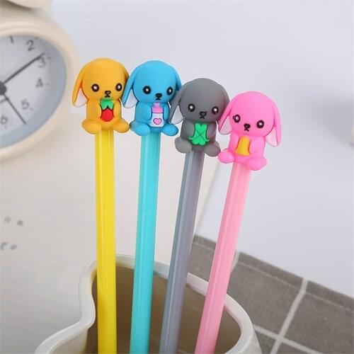 Puppy Gel Pen0.5mm Novelty Stationery Gel Pens Cute Student Signing Pen Cartoon Black Stationery Gel Pens Kawaii School Supplies