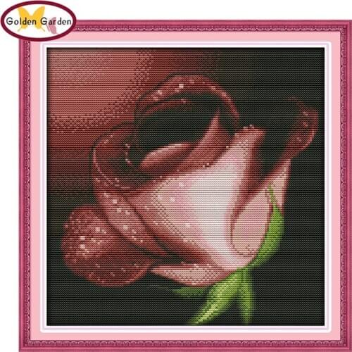 GG Dew and Rose Cross Stitch Embroidery Needlework Sets 11CT 14CT Handicraft Joy Sunday Cross Stitch Kits for Home Decoration
