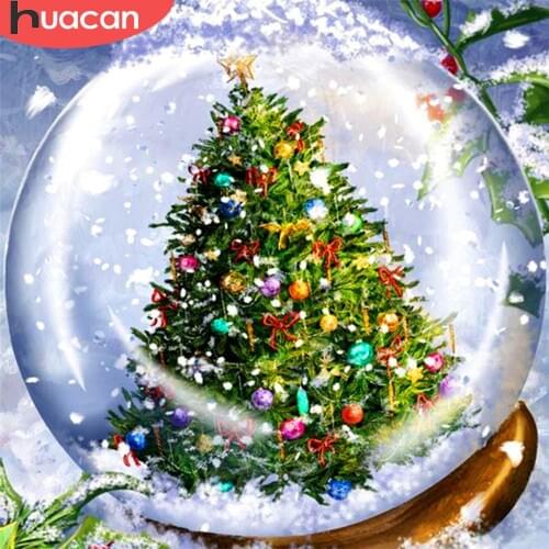 HUACAN Diamond Painting Full Square/Round Christmas Tree Diamond Embroidery Mosaic Cartoon Home Decoration