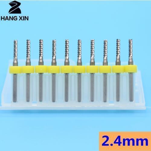 Carbide PCB end mill 2.4mm 2.5mm 10PCS corn metal milling cutter CNC router milling machine cutting board cutting tool