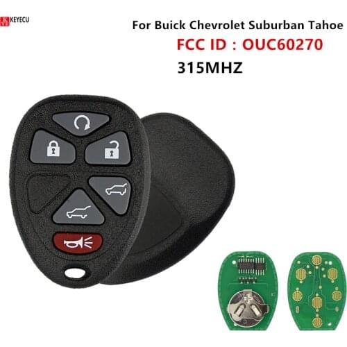 Keyecu 2pcs 5+1 6Button Remote Control 315Mhz Keyless Entry For Buick Chevrolet Suburban Tahoe GMC Yukon Cadillac FCCID:OUC60270