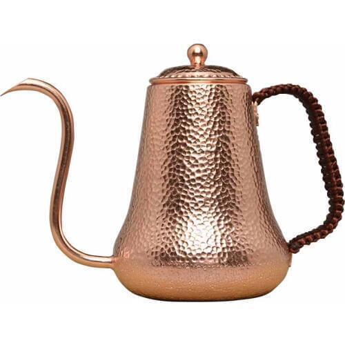 Hammered Coffee Tea Pot Pure Red Copper Premium Quality Drip Kettle Gooseneck Spout Long Mouth Coffee Kettle Teapot- 900ml