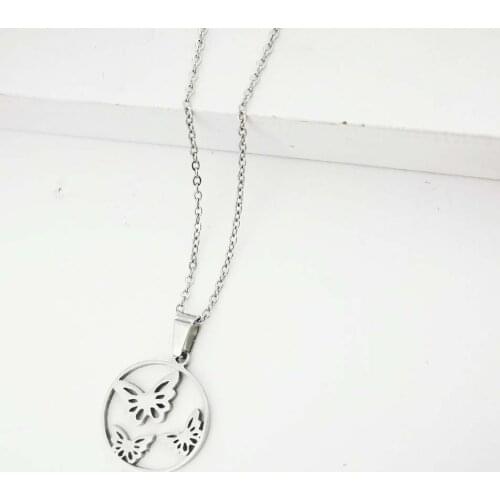 Stainless steel titanium steel ring hollow butterfly simple creative fashion trend Korean temperament female necklace