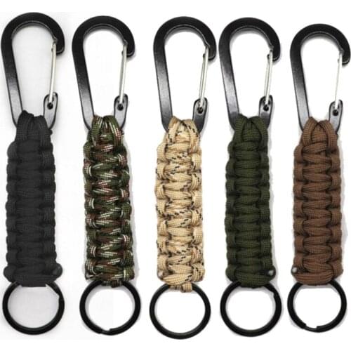 EDC Outdoor Survival Kit Parachute Cord Keychain Military Emergency Paracord Rope Carabiner For Keys 140kg Tensile Strength