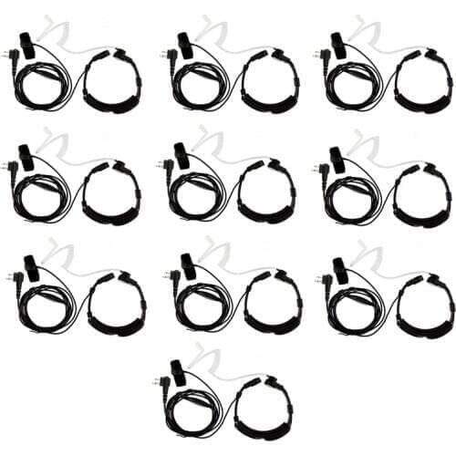 Lot 10pcs Heavy Duty 2 Pin Flexible Throat Controlled Finger PTT Mic Air Tube Headset for Motorola CP040 EP450 CP180 CP185 Radio