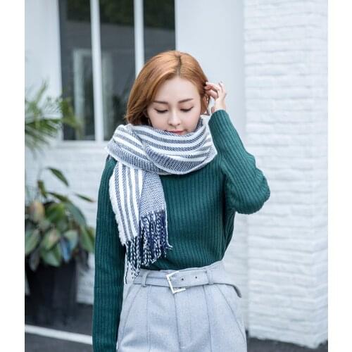 2020 Korean Striped Scarf Female Winter Warm Thick Shawl Faux Cashmere Scarfs Shawl Wraps Women Blanket Pashmina Foulard Stole