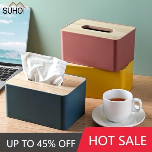 New Wood Tissue Box For Home Office Car Container Organizer Removable Simple Rectangle Shape Paper Storage Box Dispenser Holde