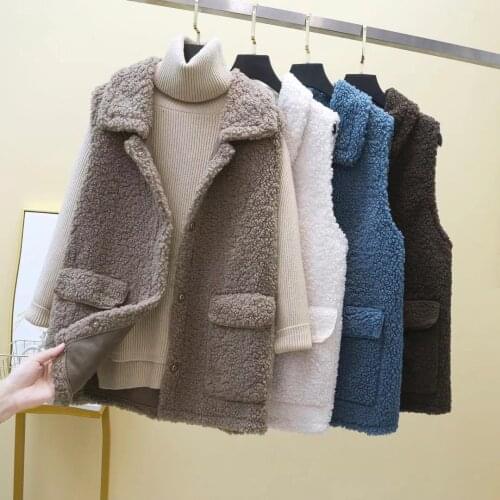 Jacket Vest Lamb Vest Coat Womens Short Autumn Winter Loose Womens Chaleco Mujer