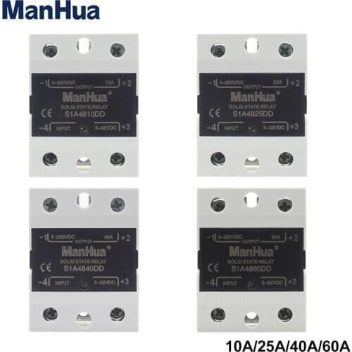 ManHua SSR 10A/25A/40A/60A 3-32VDC Input 5-220VDC Output Single Phase DC to DC SSR Solid State Relay Module
