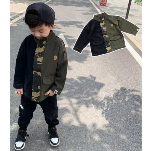 2020 Fashion New Kids Boy Girls Cartoon Green & Black Camo Match Color Hoodie Tops Coat Casual Jacket