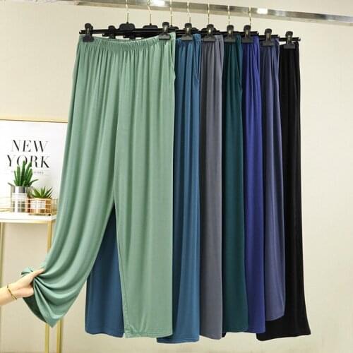Mens Modal Cotton Spring/Summer Plus Fat Plus Size Comfortable Thin Pants Sports Wide Leg Pants Home Pajamas Can be worn outsid