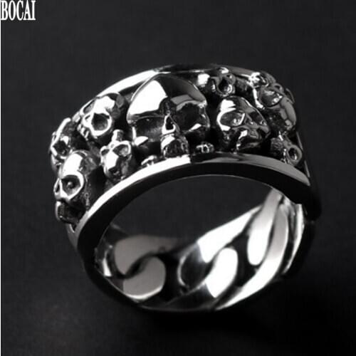 2020 new real pure S925 sterling silver ring male and female couple models fashion personality skull men ring