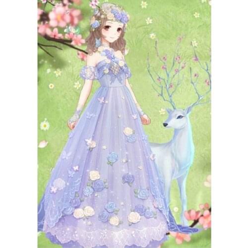 5 DIY Diamond Painting Cartoon Beauty With Deer Diamond Embroidery Full Mosaic Picture Cross Stitch Kit Bedroom Decor JX713