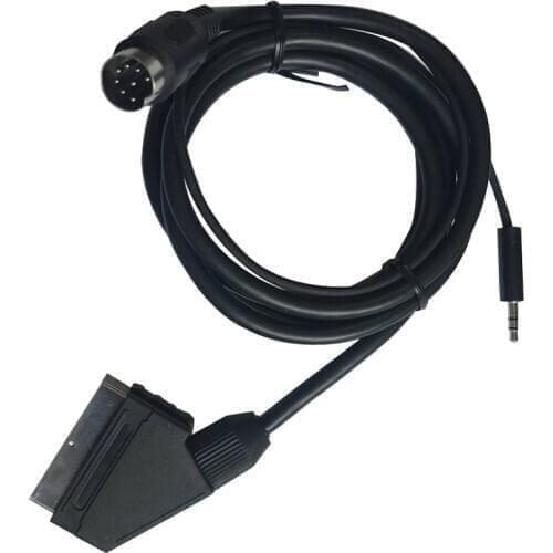 100pcs Nickel plated for SEGA Genesis 1 3.5mm plug dual channel scart av cable 1.8 meters