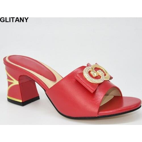 Latest Italian Women Party Pumps Decorated with Rhinestone High Heels African Wedding Shoes Elegant Lady Pumps Unique Design