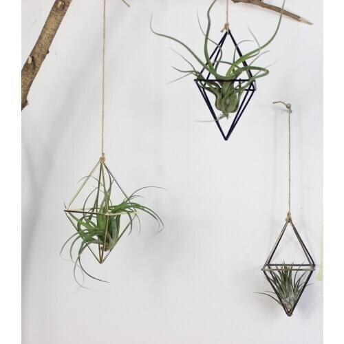 New Freestanding Hanging Planters Geometric Swing Wrought Iron Tillandsia Air Plants Holder Triangular Shaped Metal Rack