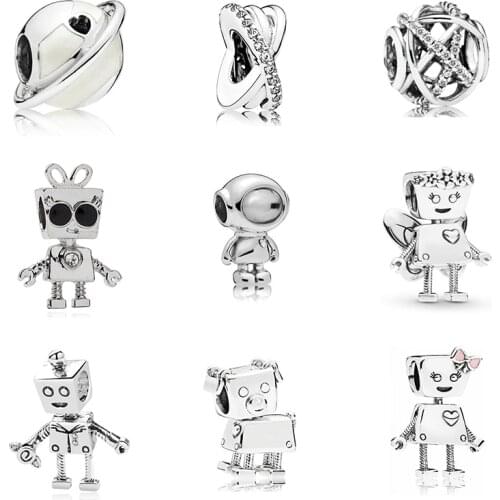 New Original Bead Alloy Cosmo Tommy Bella Robot Space Planet Love Charm Fit Original Pandora Bracelet Necklace DIY Women Jewelry