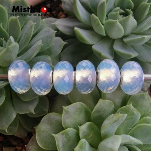 Mistletoe 925 Sterling Silver Faceted Opal Stone Charm Bead Jewelry