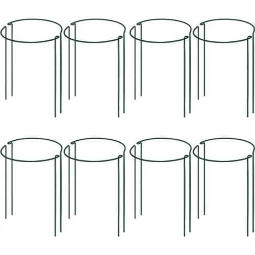 Plant Support Stake, 8-Pack Half Round Metal Garden Plant Supports, Greenhouse Plant Bracket Pole Support Ring, Garden Border