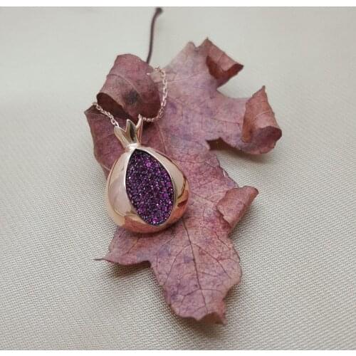 Pomegranate 925 Silver Necklace Turkish Jewelry Valentine Day Zircon Fashion Necklace For Women Minimalist Style Luxury Designer