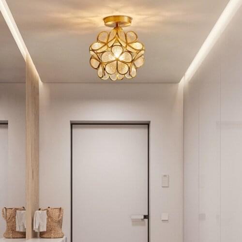 All copper balcony lights Nordic entrance hall lights simple modern creative Japanese ceiling lamps corridor lights aisle lights