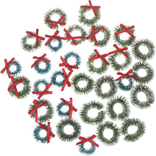 10PCS Christmas Wreaths Miniature Fairy Garden Home Decoration Mini Craft Dollhouse Micro Decor DIY Gift Dollhouse Decor