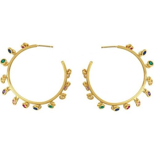 DARK DIAMOND-rainbow hoop earrings in 925 sterling silver plated 18 carat gold