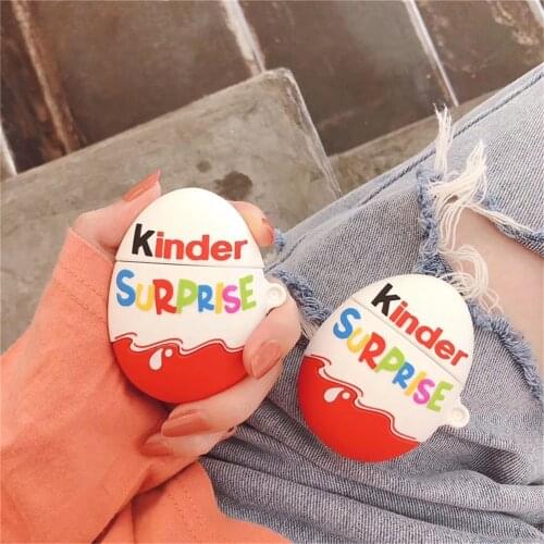 Silicone Cover for Airpods Case Hot Chocolate kinder Fun Eggs Earphone Accessories Surprise Box 3D Coque For AirPods 2 1 Cases