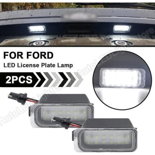 2Pcs LED Number License Plate Light For Ford Focus Mk2 MK3 Fiesta Mondeo MK4 MK5 Kuga Galaxy S-Max Grand C-Max B-Max Ecosport