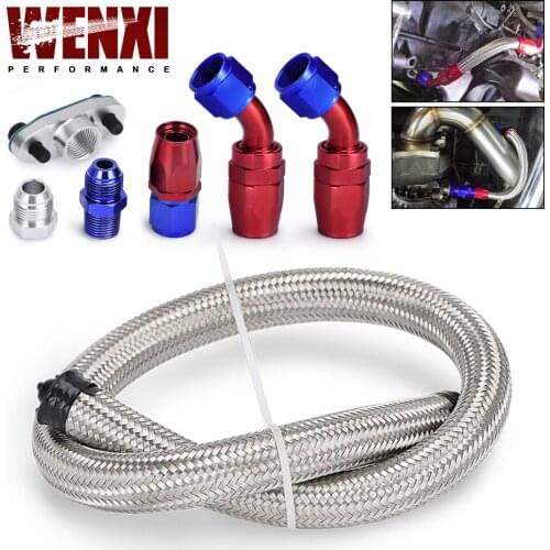 Turbocharger Oil Drain Return Line 10AN 26″For T3 T4 T70 T66 Stainless Steel Braided Turbine WX-TOL12