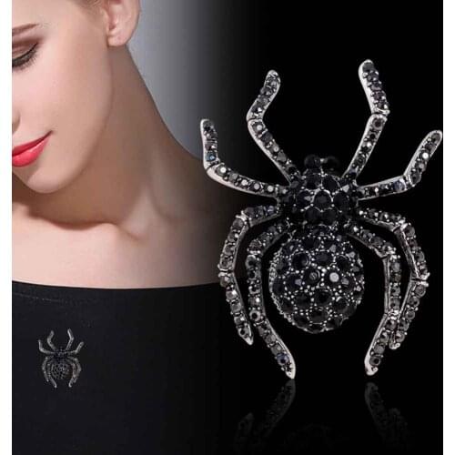 Vintage Women Rhinestone Inlaid Spider Brooch Pin Bag Badge Lapel Jewelry Gift