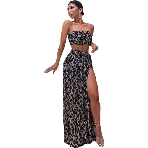 Women Beach Leisure Vacation Bikini Cover-ups Set Sleeveless Crop Tops And Cover Up Skirts Two Piece Swimwear Beach Dresses