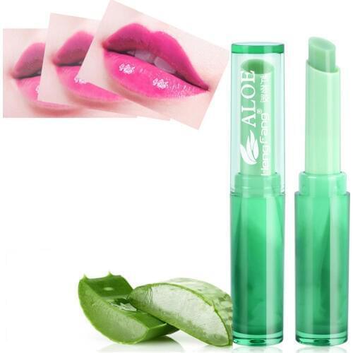 Winter Moisturizer Lip Balm Makeup Natural Aloe Vera Plant Nutritious Lipstick Women Temperature Change Color Protect Lip