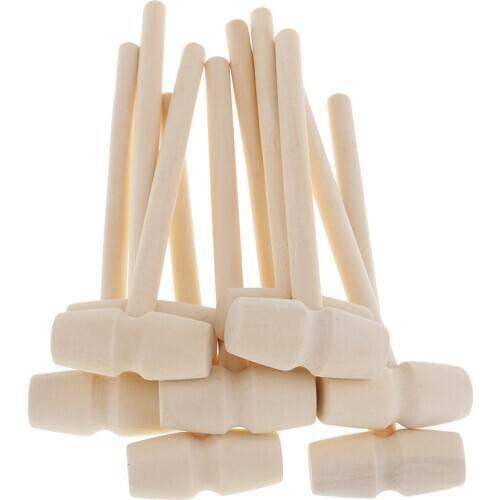 10Pcs Solid Wooden Hammer Mallet 140x43x19mm for Lobster Seafood Crackers