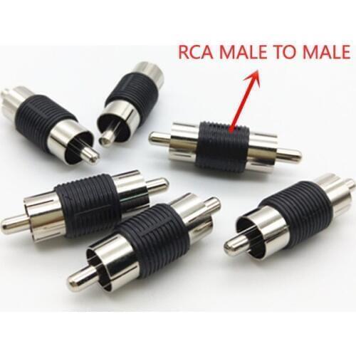100pcs audio RCA Coupler Adapter Male Plug to RCA Male Plug M/M A/V connector Joiner for CCTV Camera
