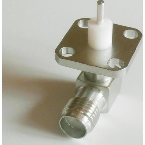 1X New RF Connector SMA Female jack deck Solder 90 Degree Right Angle With 4 Hole Flange Chassis Panel Mount Brass Nickel Plated