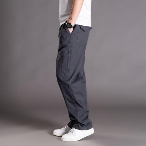 2021 Spring and summer thin section casual pants men plus size multi-pocket mens trousers oversize pants overalls mens elastic
