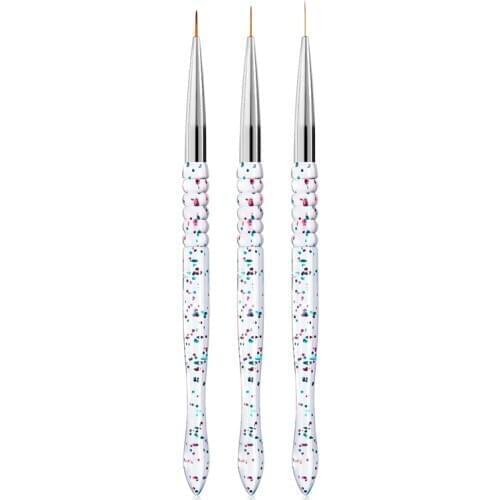 3pcs/set Nail Art Crystal Brush UV Gel Builder Painting Dotting Pen Carving Tips Manicure Salon Tools Drawing Pen Point Nail