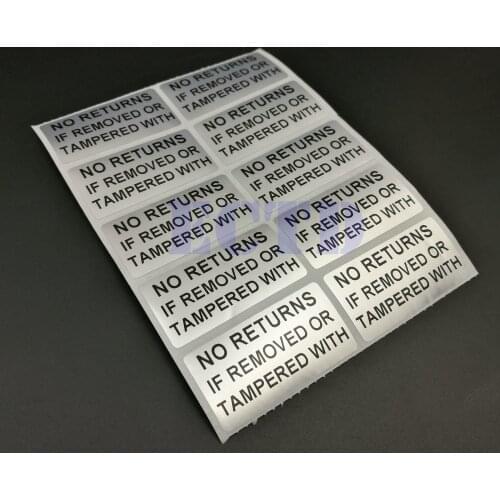300 No Return If Removed Or Tampered With Security Seals Tamper Evident Stickers
