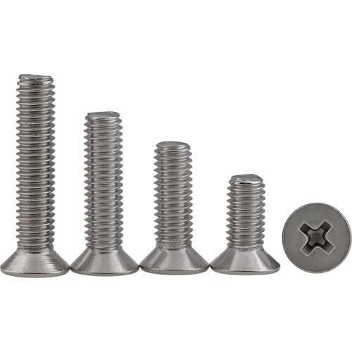 316 Stainless Steel Screw Countersink Screw GB819 Flat Head Cross Slot Screw Extension Bolt M2-M6 50PCS