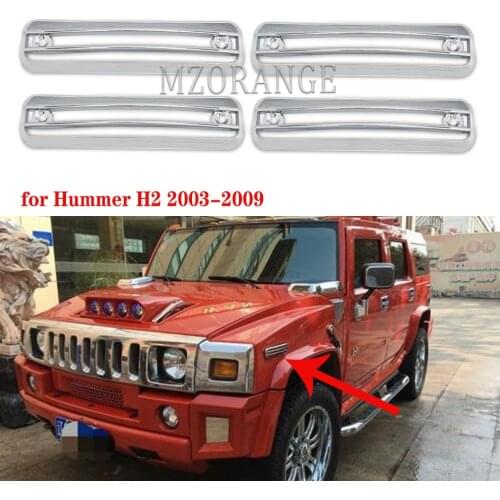 Side Marker Guard Trim Protector For HUMMER H2 SUV SUT 2003-2009 4 PCS Chrome cover frame Cab Marker Lights