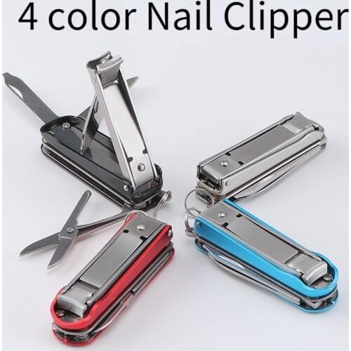 4 In 1 Multi functional Folding Nail Clipper Stainless Steel Scissors Lima Knife With Key nail cutter tools Alicate de unha